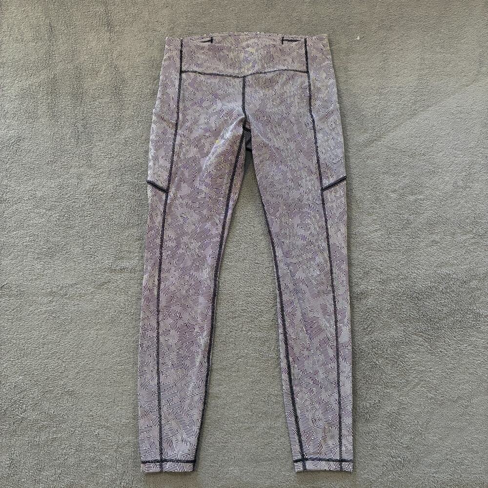 Lululemon Speed Up Spray Jacquard Black Athletic Leggings Women’s Size 8